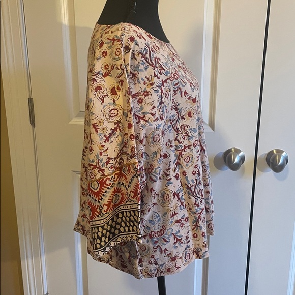 Pure Jill Organic Cotton Floral Patterned Boho Oversized Blouse Top - Picture 3 of 9